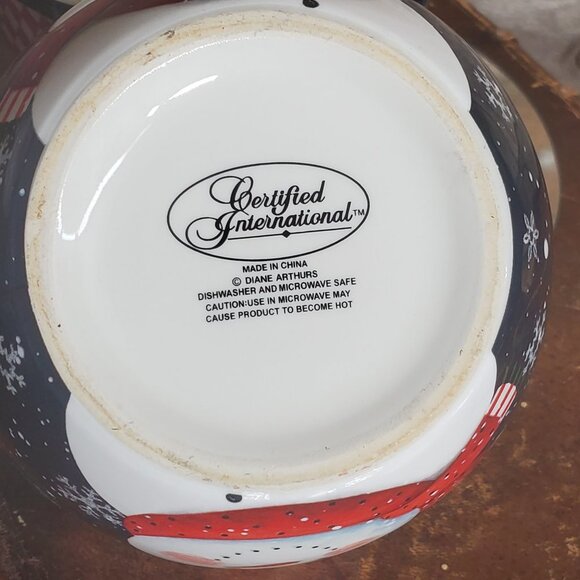 Candy Cane Snowman Ice Cream Bowl by Certified International - Picture 2 of 3